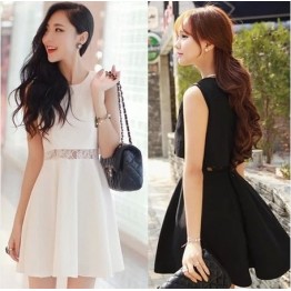 TE5262HM Lace splicing temperament fake two piece sleeveless dress