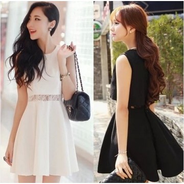 TE5262HM Lace splicing temperament fake two piece sleeveless dress