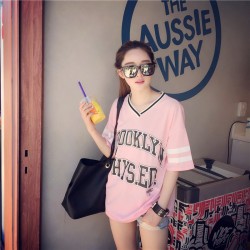 TE5269PPFS Sports fashion contact color v-neck letter print t-shirt