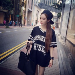 TE5269PPFS Sports fashion contact color v-neck letter print t-shirt