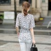 TE5270HM Summer slim waist batwing sleeve print chiffon tops