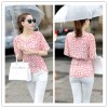 TE5270HM Summer slim waist batwing sleeve print chiffon tops