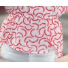 TE5270HM Summer slim waist batwing sleeve print chiffon tops