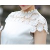 TE5273HM Lace hollow out short sleeve tops with wave pattern skirt