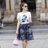 TE5277HM Summer cotton print t-shirt with organza skirt