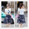 TE5277HM Summer cotton print t-shirt with organza skirt