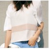 TE5372DFYL Fashion elegant color matching loose T-shirt