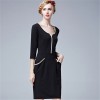 TE5850NS Europe fashion v-neck slim three quarter sleeve dress