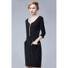 TE5850NS Europe fashion v-neck slim three quarter sleeve dress