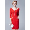 TE5850NS Europe fashion v-neck slim three quarter sleeve dress