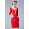 TE5850NS Europe fashion v-neck slim three quarter sleeve dress