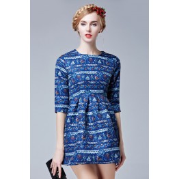 TE5851NS Europe fashion empire waist print dress