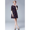 TE5852NS Half sleeve empire waist bowknot back checks dress