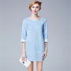 TE5853NS Fashion round neck composite suede three quarter sleeve dress