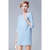 TE5853NS Fashion round neck composite suede three quarter sleeve dress