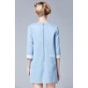 TE5853NS Fashion round neck composite suede three quarter sleeve dress