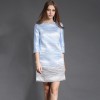 TE6018HYXMW Gradual change color elegant slim three quarter sleeve dress