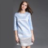 TE6018HYXMW Gradual change color elegant slim three quarter sleeve dress