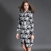 TE6019HYXMW Autumn temperament print zipper v-neck long sleeve dress