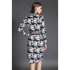 TE6019HYXMW Autumn temperament print zipper v-neck long sleeve dress