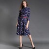 TE6021HYXMW High quality birds print buttons long dress