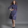 TE6021HYXMW High quality birds print buttons long dress