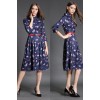 TE6021HYXMW High quality birds print buttons long dress