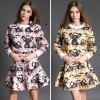 TE6022CLQX Autumn cartoon print jacquard weave sweatshirt with bubble skirt