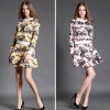 TE6022CLQX Autumn cartoon print jacquard weave sweatshirt with bubble skirt