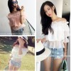 TE6135MN Elegant cake layers boat neck chiffon tops