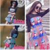 TE6212YZL Designer mesh splicing beauty print dress