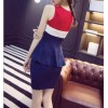 TE779HNW Europe fashion sext flouncing tight hip fake two piece dress