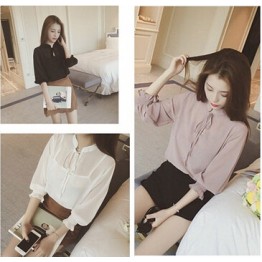 TE6536YYK New style puff sleeve lacing chiffon shirt with inner vest