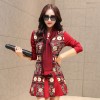 TE6575YYM Autumn Korean fashion slim print long dress with scarf