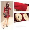 TE6575YYM Autumn Korean fashion slim print long dress with scarf