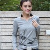 TE8032WSSP Autumn slim print lace splicing back long sleeve T-shirt