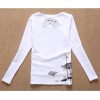 TE8032WSSP Autumn slim print lace splicing back long sleeve T-shirt