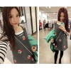 TE8215BL Korean style embroidery flower wool vest dress