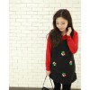 TE8215BL Korean style embroidery flower wool vest dress
