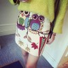 TE8236BLFS Harajuku style owl print tight hip skirt