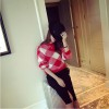 TE8237BLFS Korean fashion diamond check color matching pullover sweater