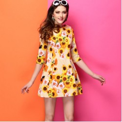 TE9032LLYG Europe fashion print half sleeve dress