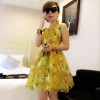 TE8119LYWL Fashion organza print sleeveless bubble dress