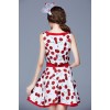 TE9079LLYG Europe fashion cherries print sleeveless tops with A-line skirt