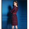 TE9082LLYG Autumn new style fashion checks slim dress