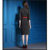 TE9083LLYG Europe fashion stand collar temperament stripes dress