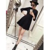 TE9384YBF Wave neckline slim long sleeve dress