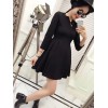 TE9384YBF Wave neckline slim long sleeve dress