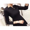 TE9384YBF Wave neckline slim long sleeve dress