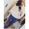 TE9385YBF Batwing sleeve flouncing drape sleeve white shirt